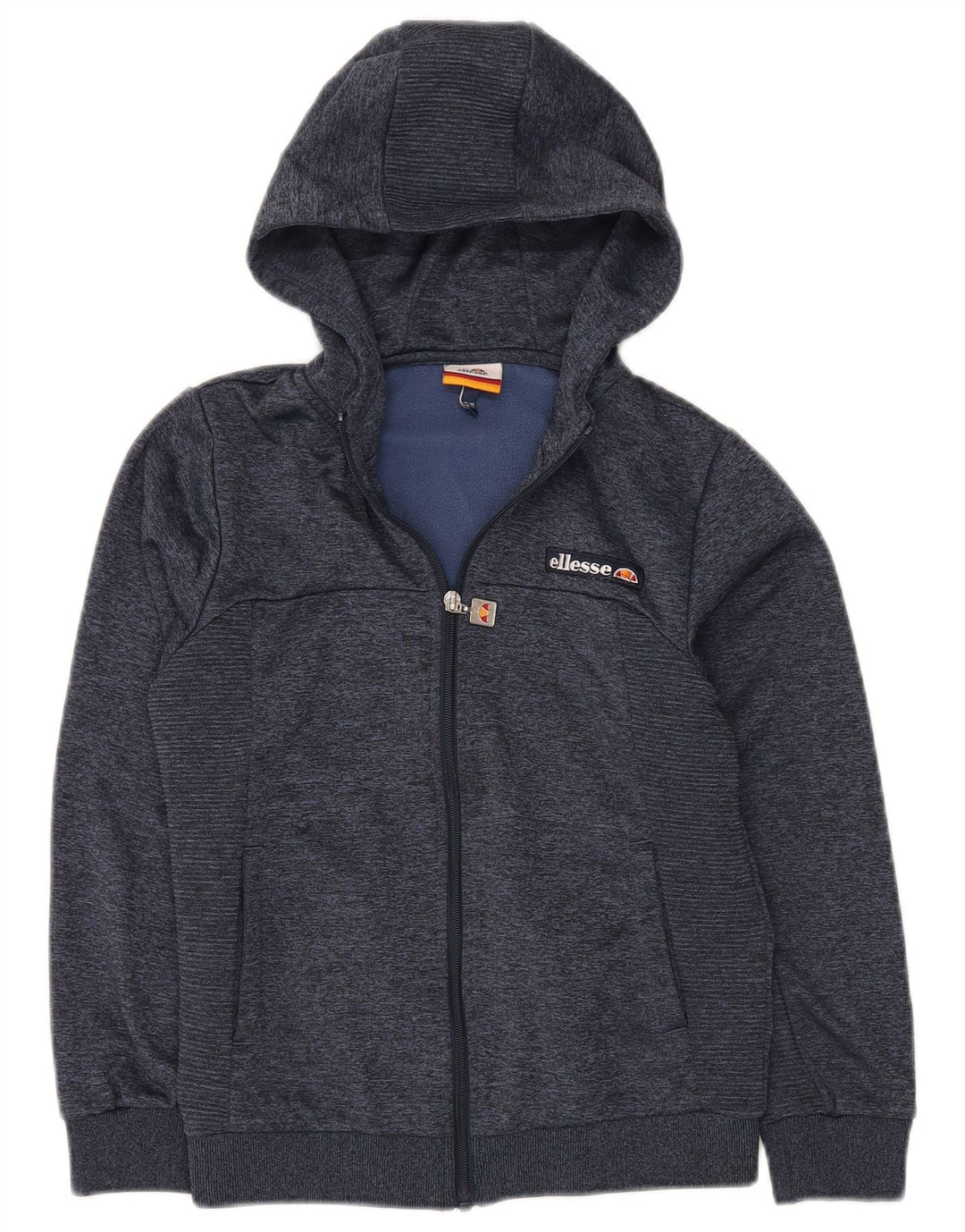 Maglione con cappuccio e zip per ragazzi Ellesse 10-11 anni in poliestere screziato blu navy