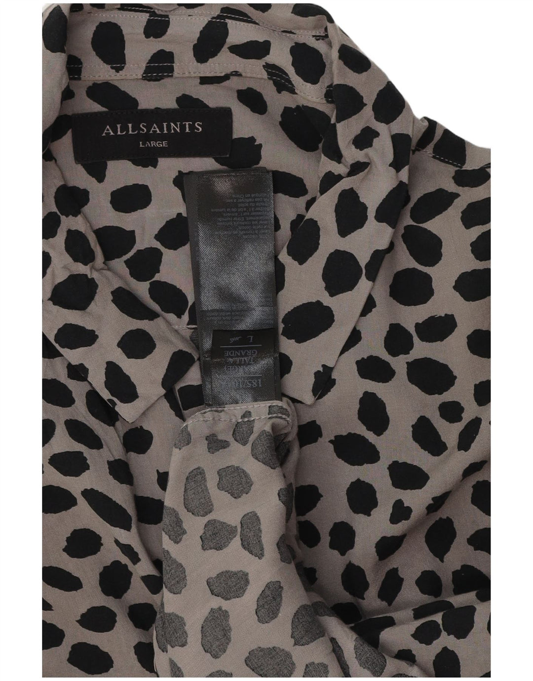 Camicia da uomo All Saints Large in viscosa stampa animalier grigia
