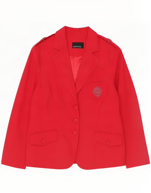 Giacca blazer militare a 3 bottoni da donna Bianca UK 18 XL cotone rosso