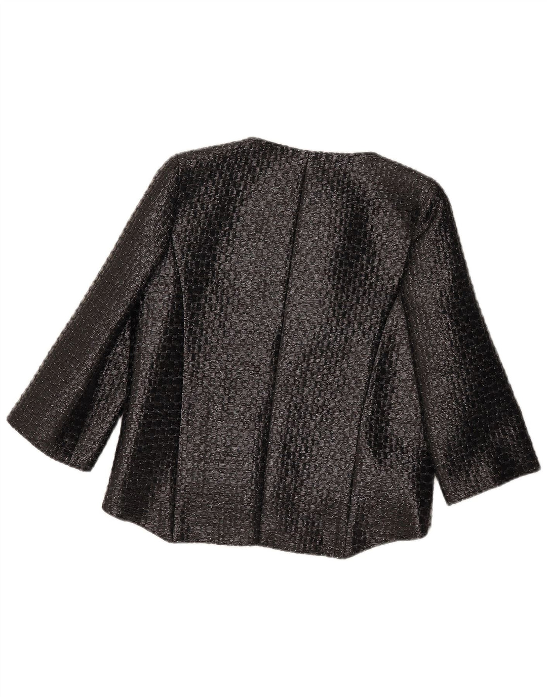 Giacca blazer vintage da donna con maniche a 3/4 UK 12 medio nero geometrico