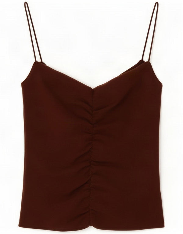 Canotta corta da donna Zara UK 8 piccola marrone