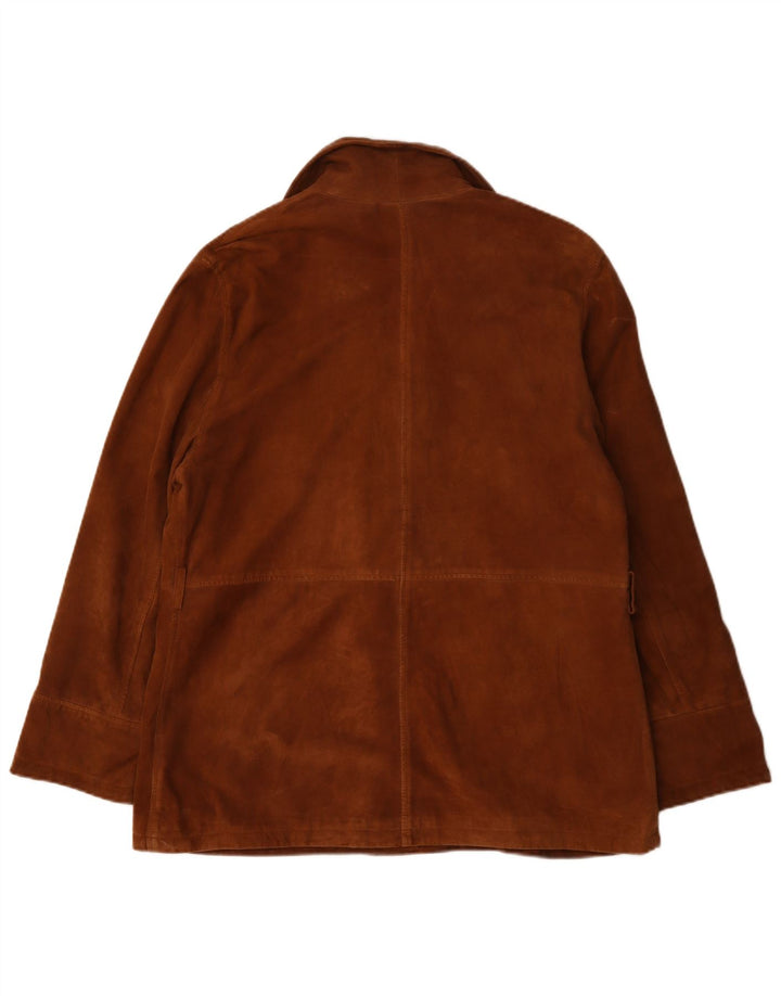 Giacca vintage in pelle scamosciata da donna UK 18 XL in pelle marrone