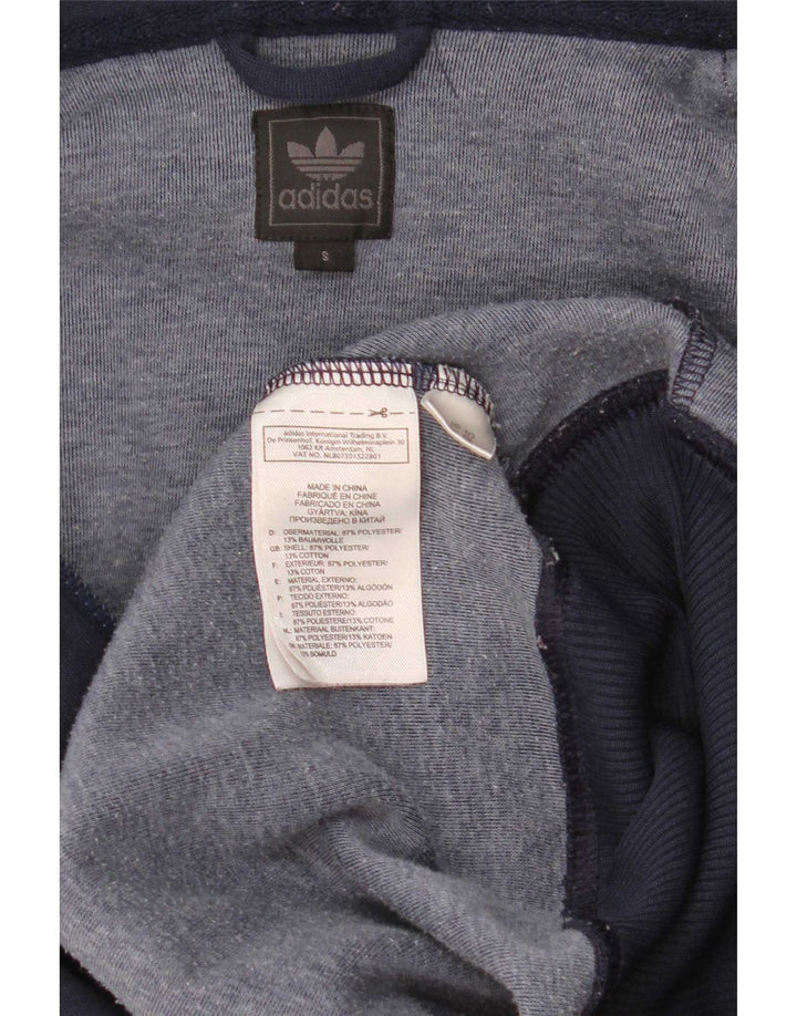 Maglione con cappuccio e zip grafica da uomo Adidas piccolo in poliestere blu navy