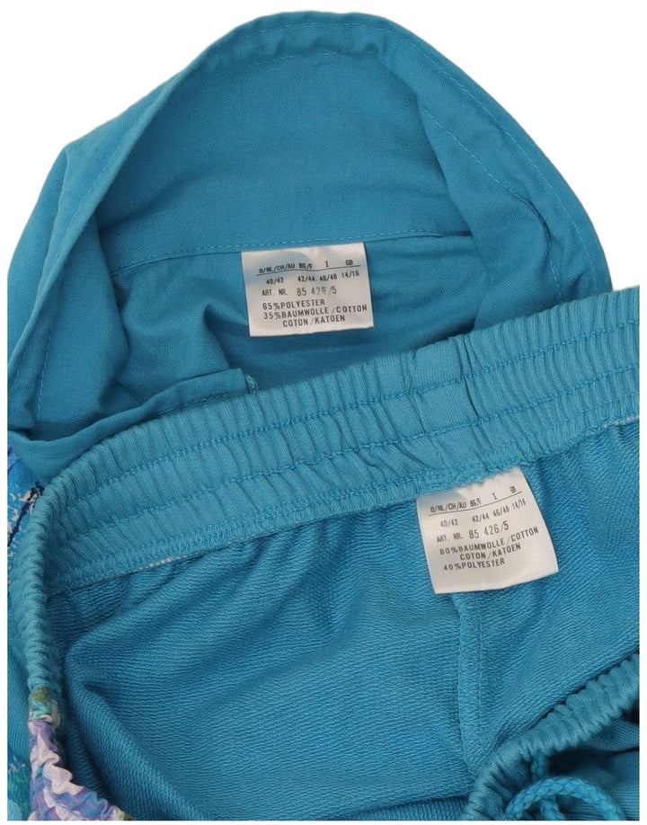 Tuta intera da donna VINTAGE UK 14/16 Grande poliestere floreale blu