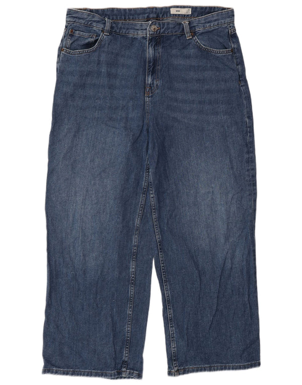 Marks & Spencer Womens High Waist Capri Jeans UK 16 Large W34 L18 Blue