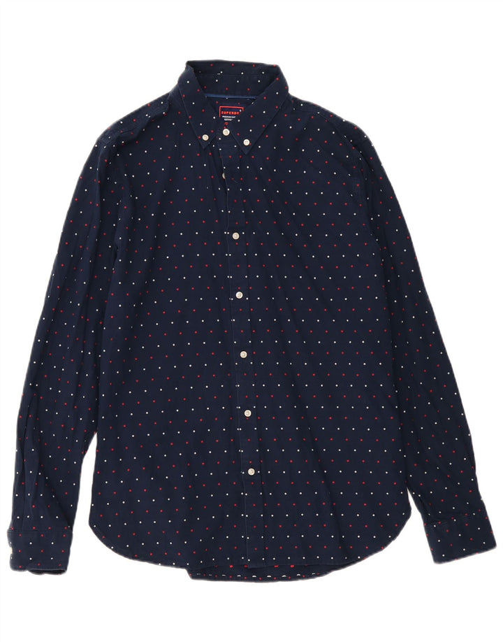 Camicia da uomo vestibilità regolare SUPERDRY grande cotone maculato blu navy