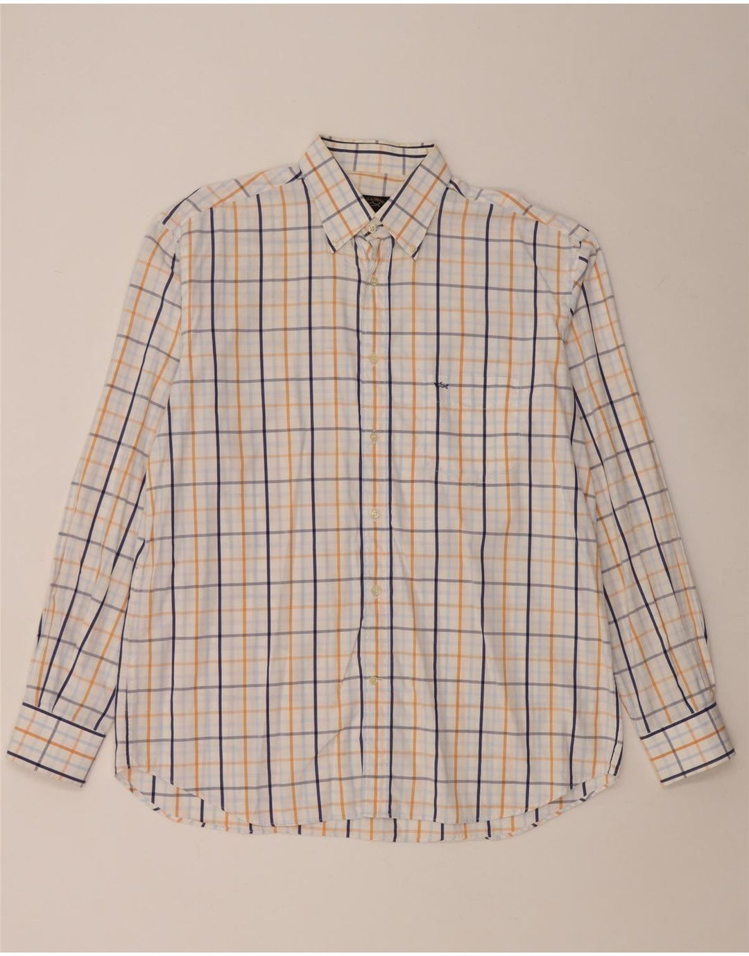 Camicia da uomo Paul & Shark taglia 44 XL cotone a quadri bianchi