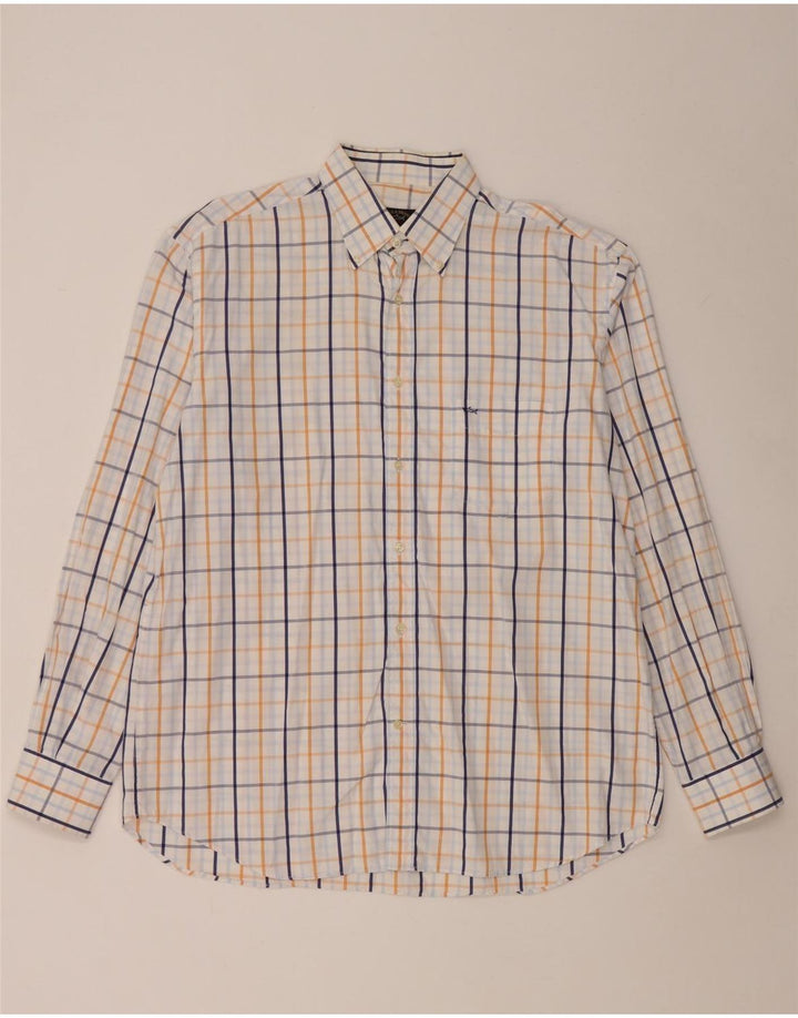 Camicia da uomo Paul & Shark taglia 44 XL cotone a quadri bianchi