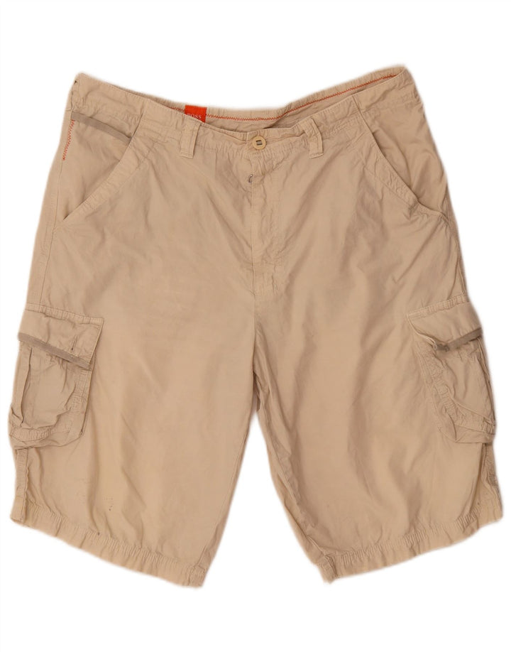Pantaloncini cargo da uomo Hugo Boss EU 52 XL W38 Cotone beige