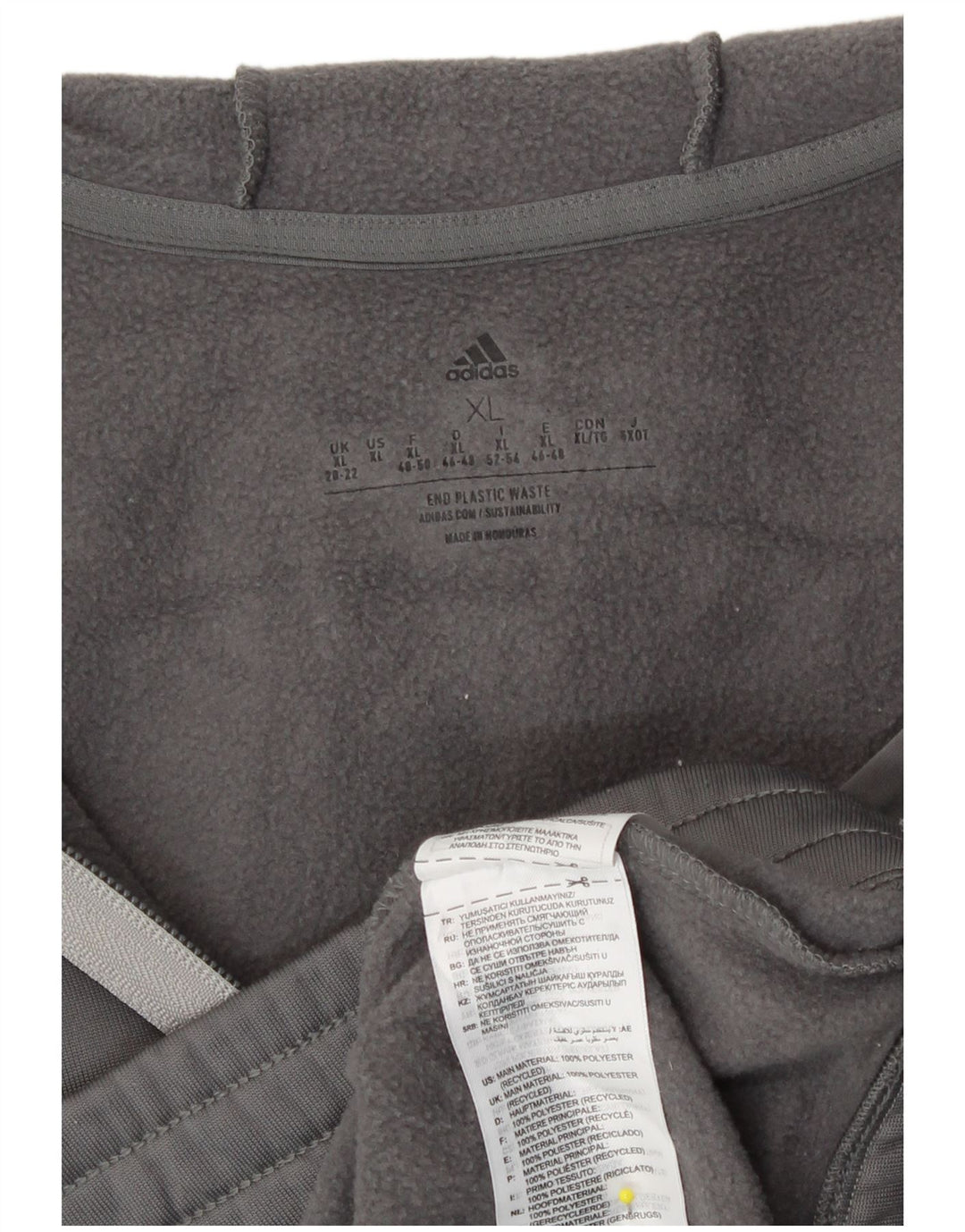 Felpa con cappuccio e zip grafica Adidas da donna UK 20/22 XL Poliestere grigio