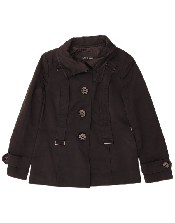 Trench corto da donna Zara UK 14 grande cotone nero