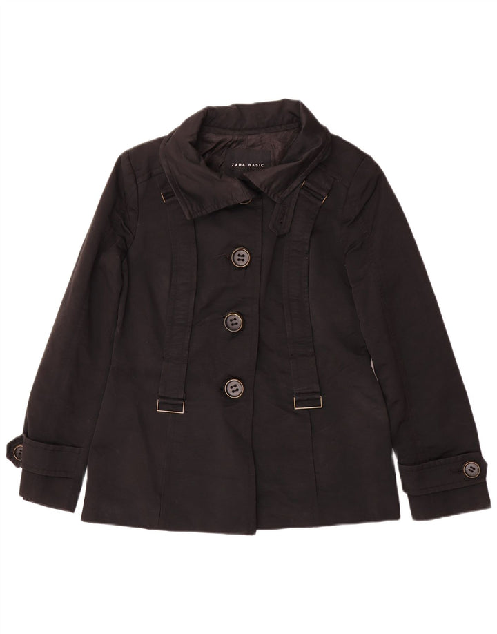 Trench corto da donna Zara UK 14 grande cotone nero