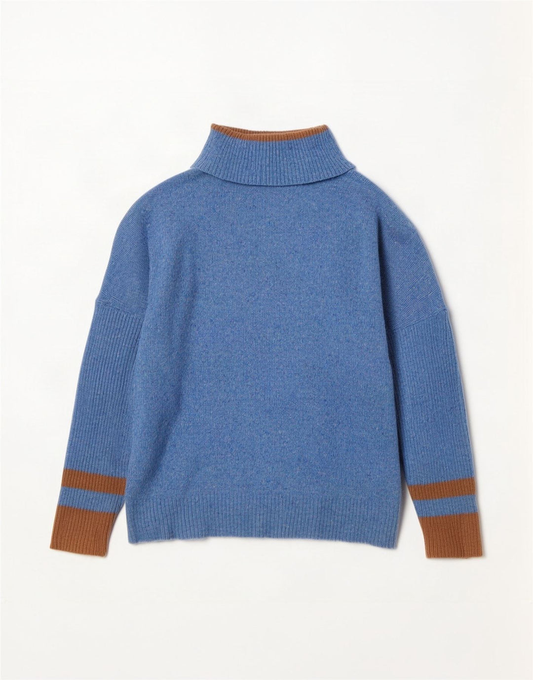 Maglione maglione da donna con collo alto Jigsaw UK 16 grande lana blu a blocchi di colore