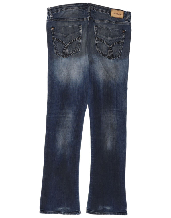 Jeans skinny bootcut da donna Calvin Klein lavaggio acido W34 L32 Blu
