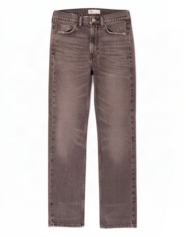 Jeans dritti a vita alta da donna Zara EU 34 2XS W24 L31 cotone grigio