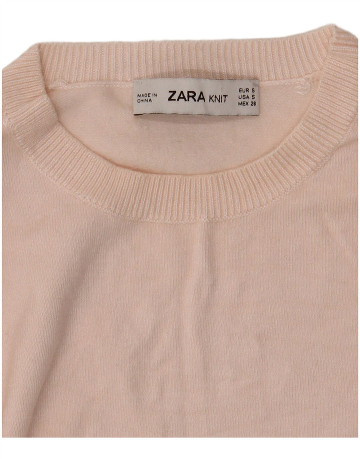 Maglione maglione girocollo da donna Zara UK 8 piccolo rosa