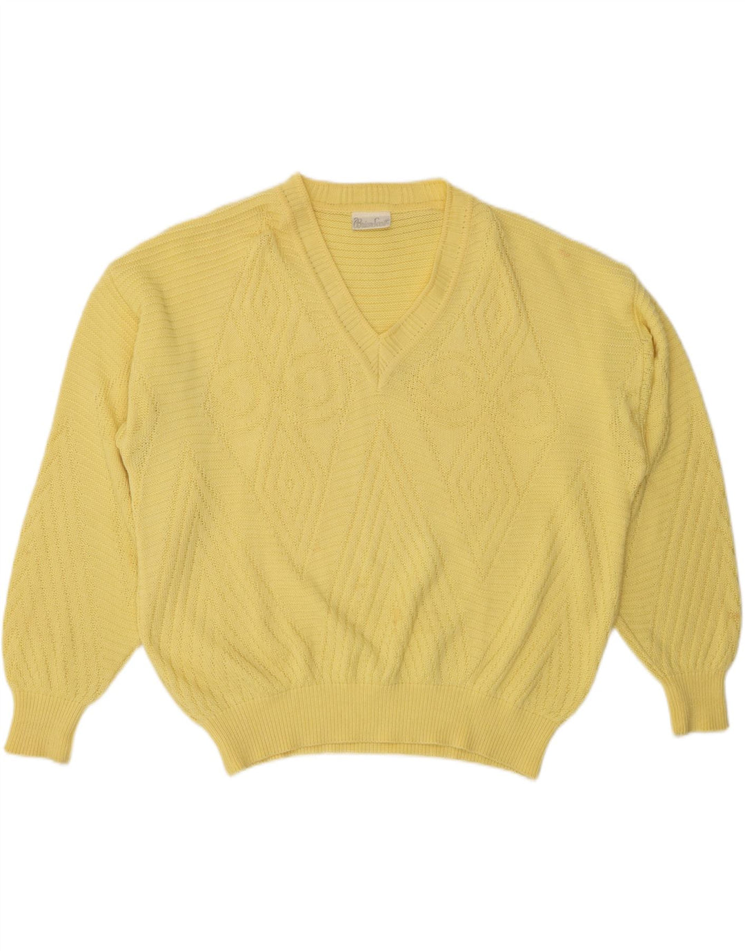 BRIAN SCOTT Maglione da uomo con scollo a V taglia 48 2XL Giallo Argyle/Diamante
