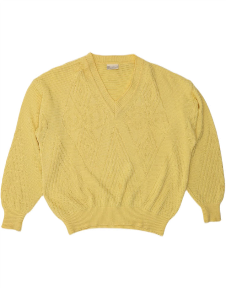 BRIAN SCOTT Maglione da uomo con scollo a V taglia 48 2XL Giallo Argyle/Diamante