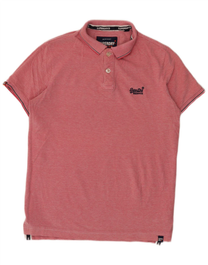 Polo da uomo Superdry in cotone screziato rosa medio