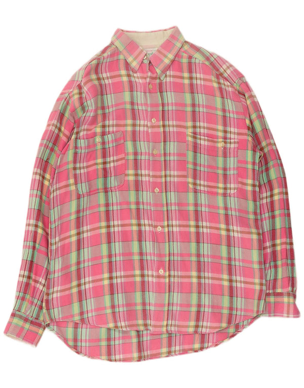 Camicia Benetton da uomo in flanella di cotone a quadri grandi rosa