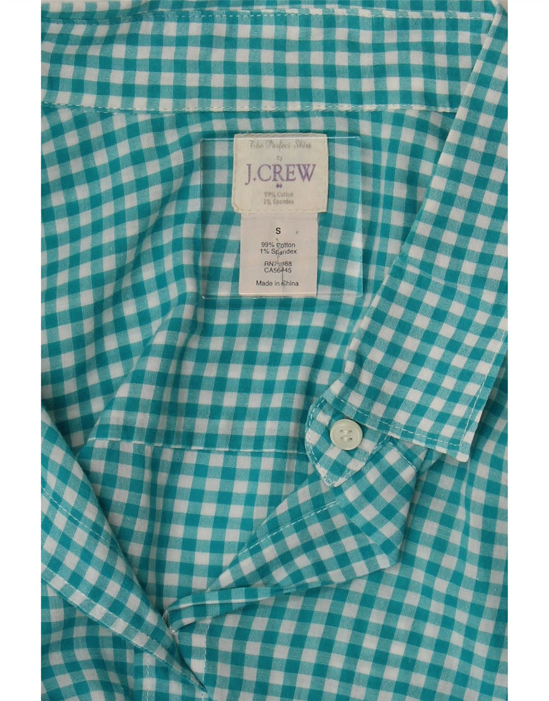 J. CREW Womens Oversized Shirt UK 10 Small Turquoise Gingham Cotton Vintage J. Crew and Second-Hand J. Crew from Messina Hembry 