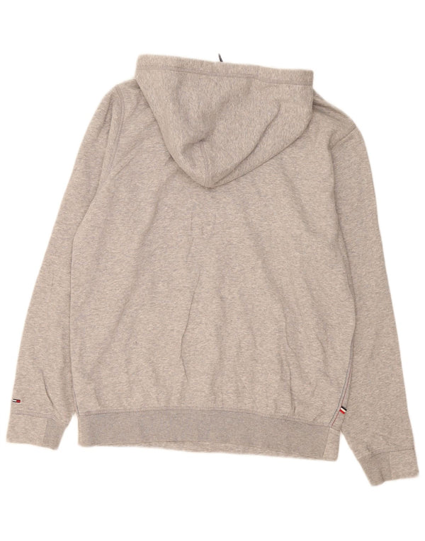 Maglione con cappuccio grafico da uomo Tommy Hilfiger grande in cotone grigio