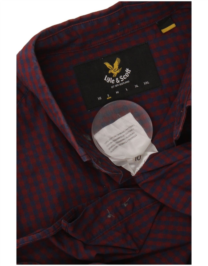 Camicia da uomo Lyle & Scott piccola in cotone a quadretti bordeaux