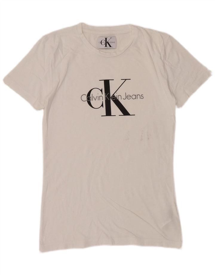 CALVIN KLEIN JEANS T-shirt grafica da uomo Top piccola in cotone bianco