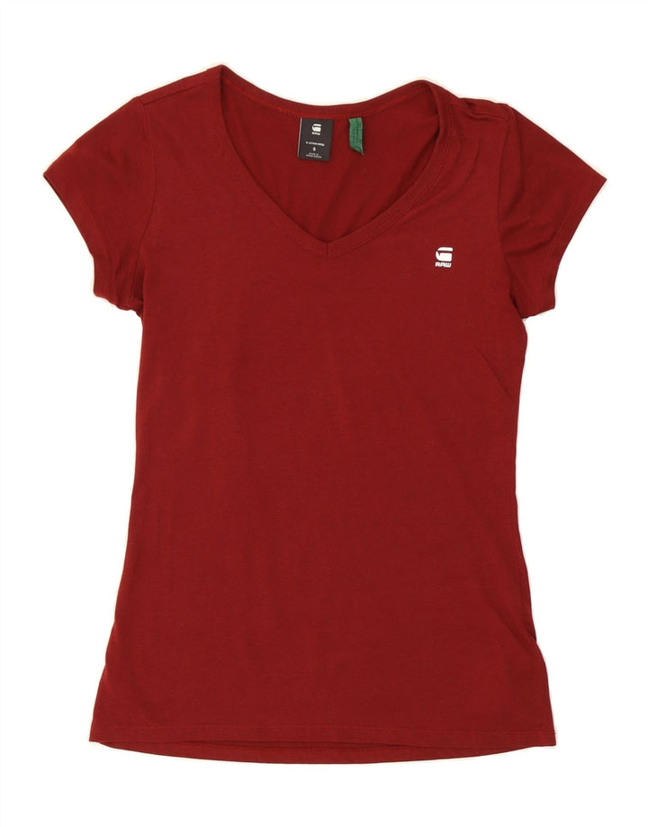 G-STAR Womens T-Shirt Top UK 10 Small Maroon Cotton Vintage G-Star and Second-Hand G-Star from Messina Hembry 