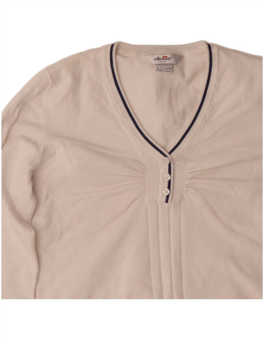 Maglione da donna con scollo a V Ellesse UK 12 Cotone bianco medio