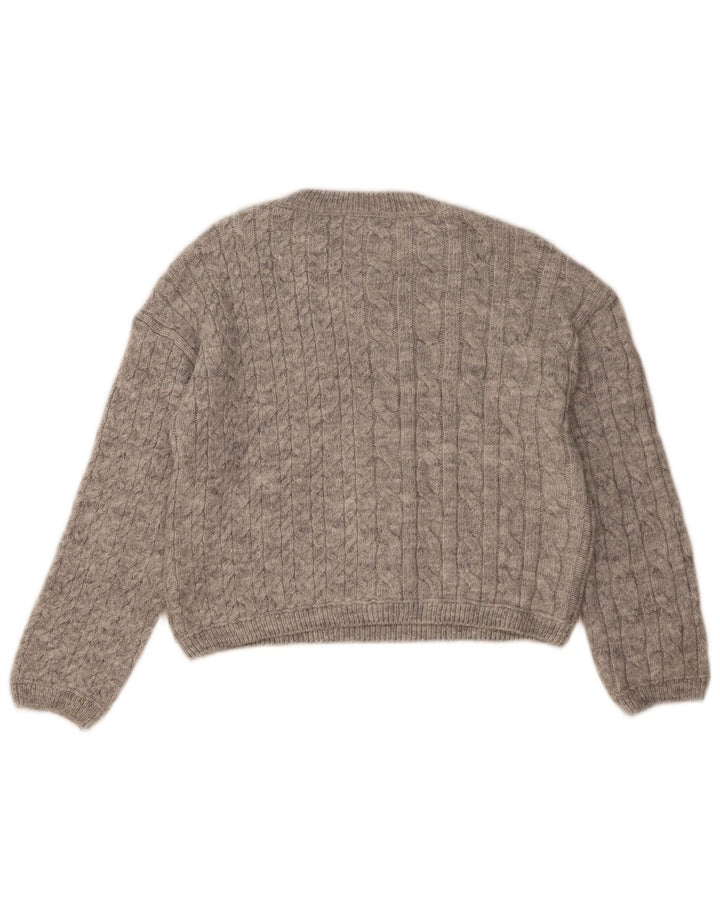 Maglione maglione girocollo corto da donna Marks & Spencer UK 10 piccolo grigio