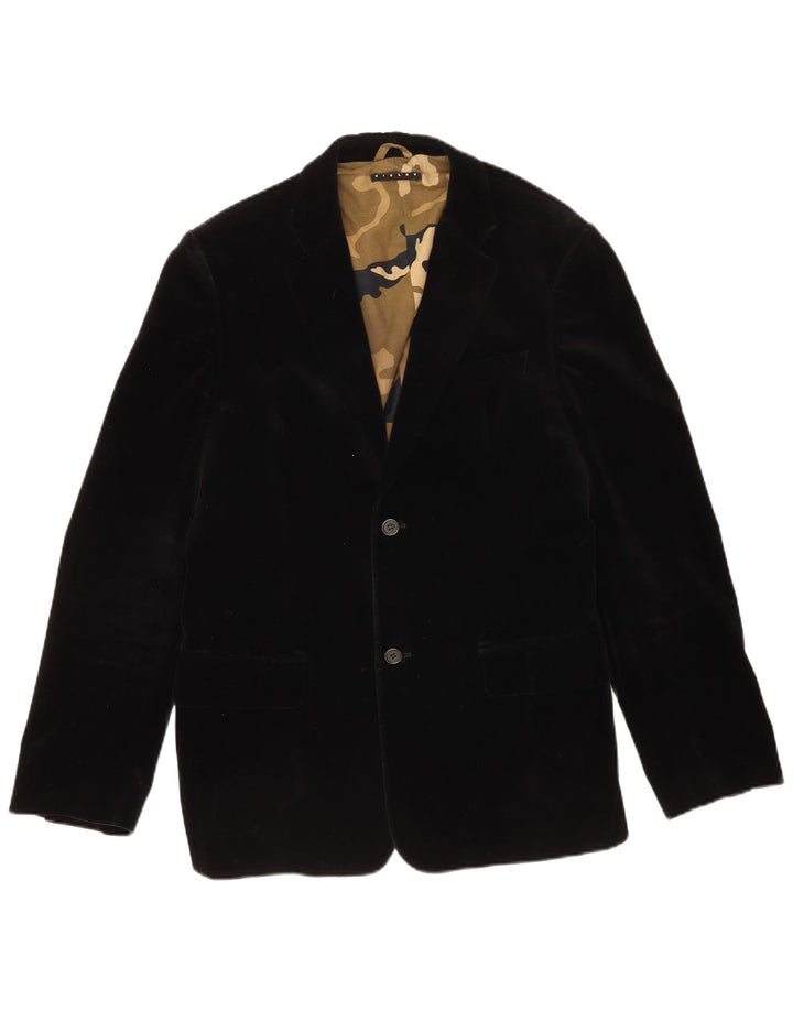 Giacca blazer da uomo in velluto a 2 bottoni Sisley IT 50 grande cotone nero