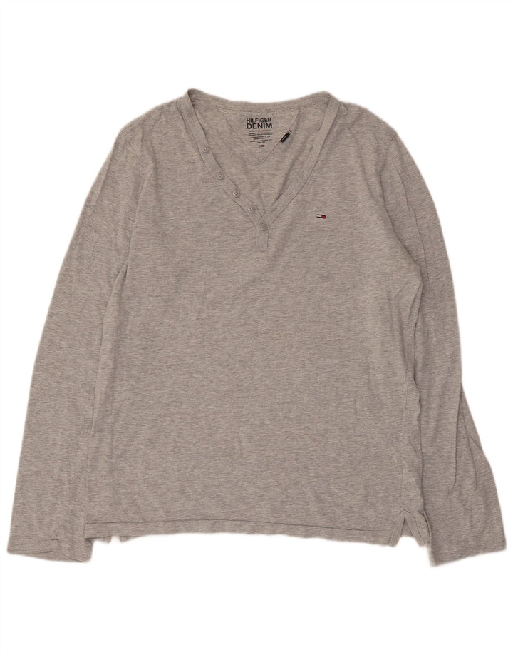 Top da donna Tommy Hilfiger manica lunga UK 14 cotone grigio medio