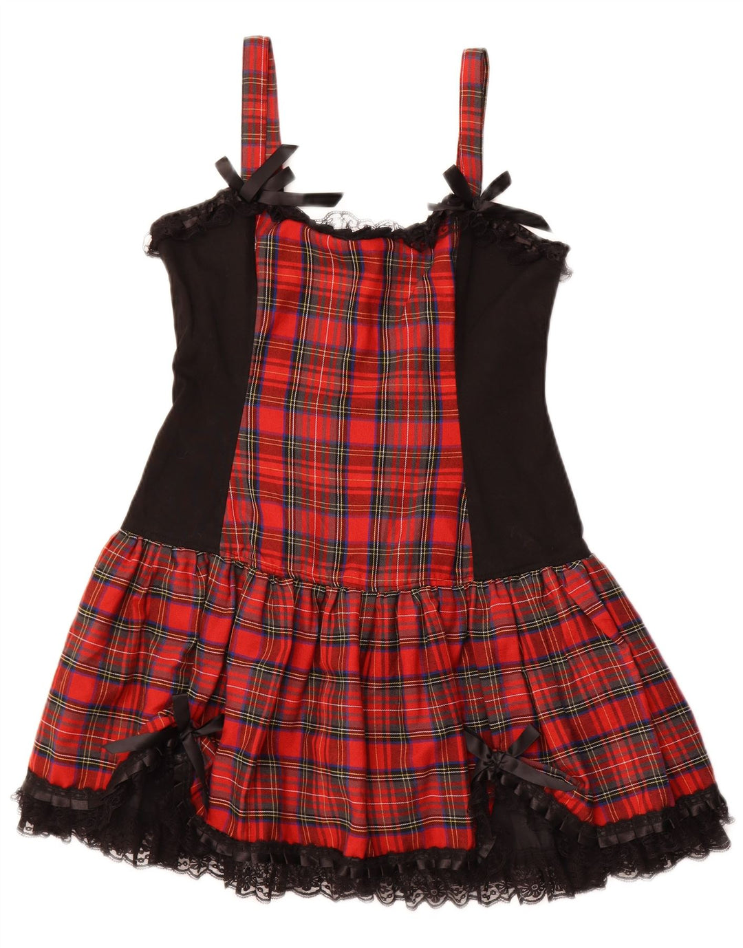 Abito a trapezio senza maniche da donna VINTAGE UK 16 grande cotone a quadri rossi