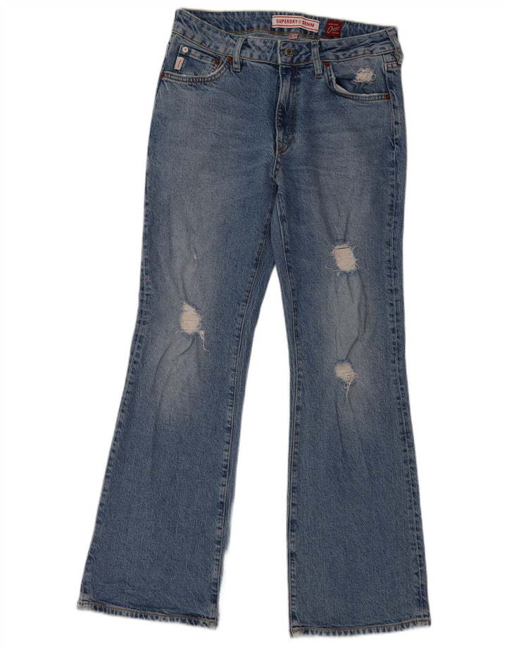 Jeans bootcut da donna invecchiati SUPERDRY W30 L30 cotone blu