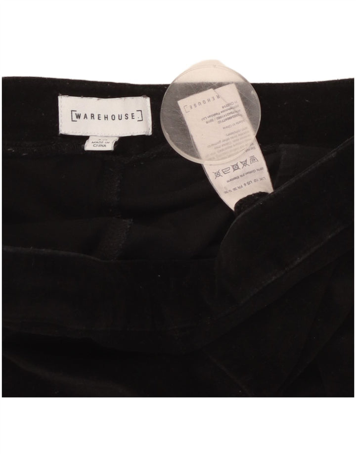 MAGAZZINO Pantaloni casual da donna in velluto slim UK 10 piccoli W30 L27 neri