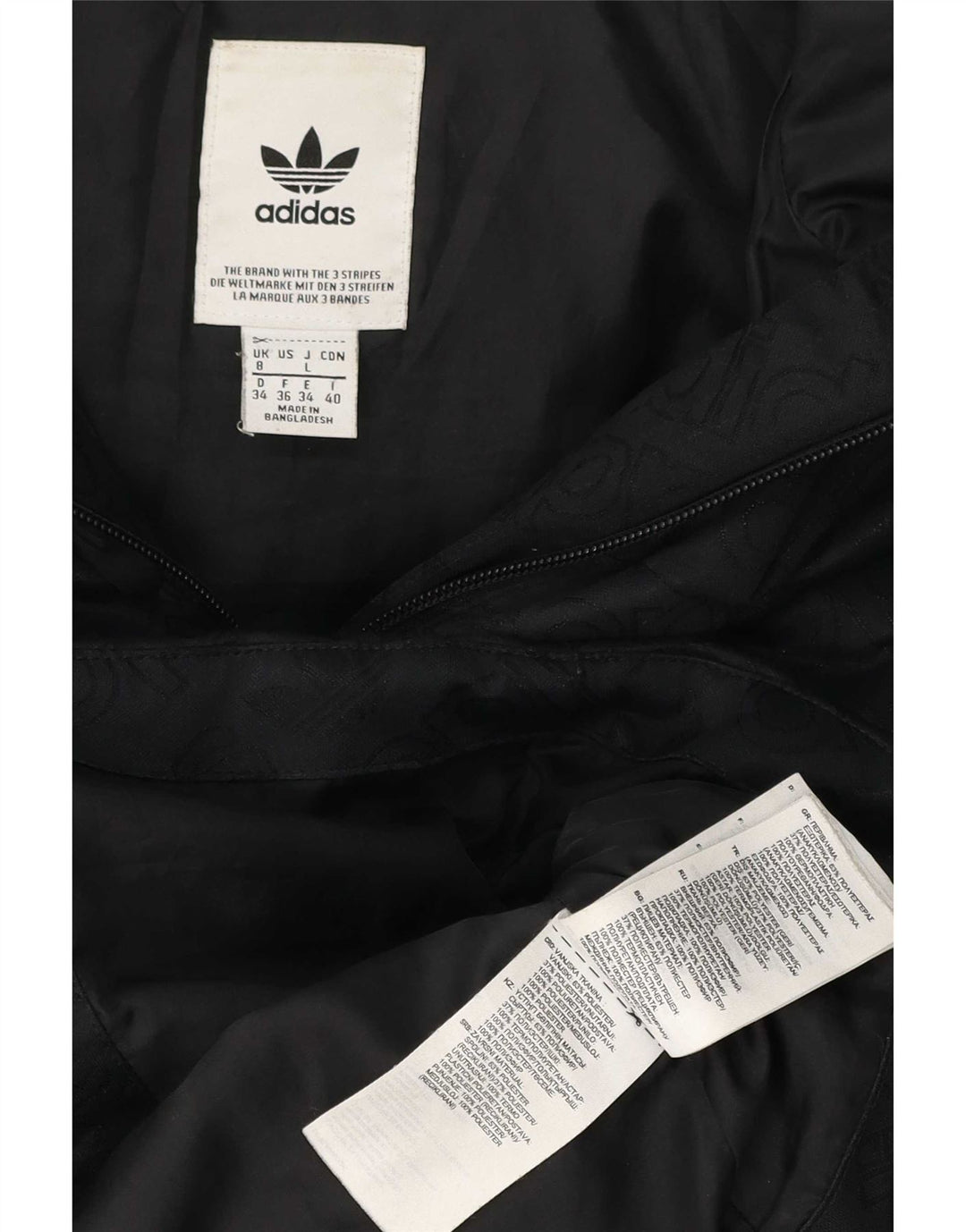 Giacca imbottita con cappuccio grafico da donna Adidas UK 8 Small poliestere nero