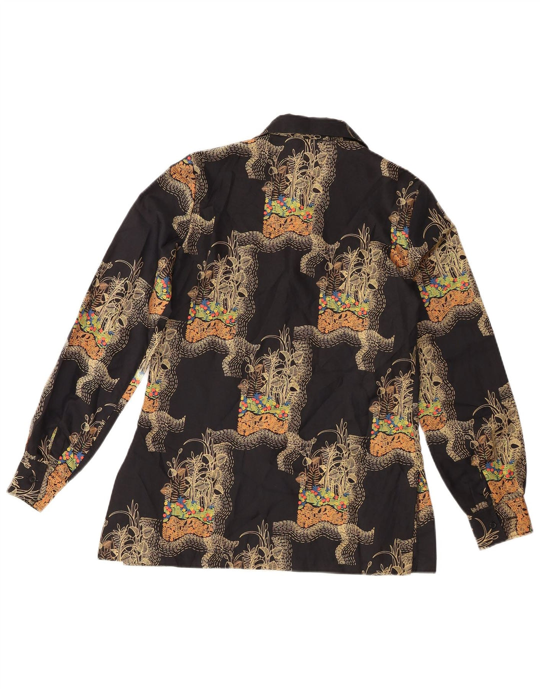 Camicetta da donna VINTAGE UK 12 medio nero floreale