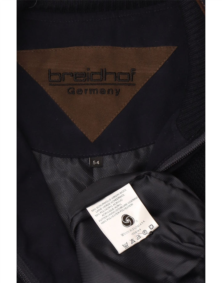 Giubbotto bomber lavorato a maglia da uomo Breidhof EU 54 2XL Lana blu navy
