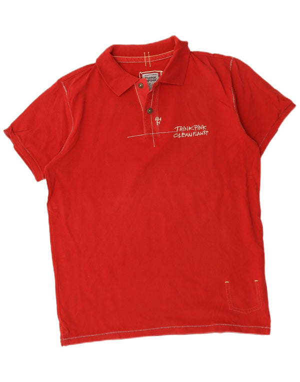 Polo da uomo Think Pink XL in cotone rosso