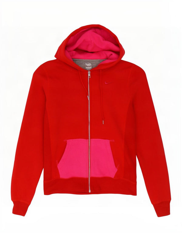 Felpa con cappuccio e zip oversize da donna Nike UK 10 Small Red Colourblock in cotone