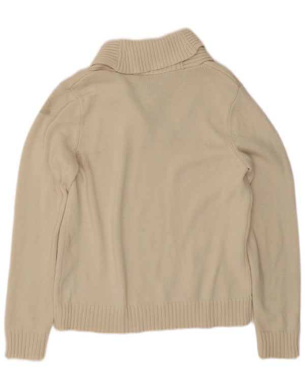 Maglione maglione da donna con collo a scialle Ralph Lauren UK 14 grande cotone beige
