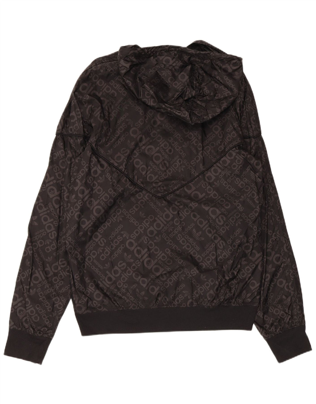 Giacca antipioggia ADIDAS da uomo con cappuccio grafico UK 38 medio nero poliammide