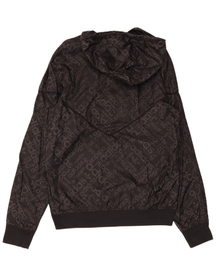 Giacca antipioggia ADIDAS da uomo con cappuccio grafico UK 38 medio nero poliammide