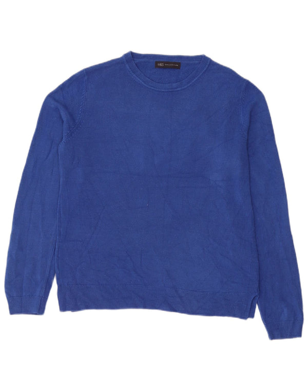 Maglione maglione con scollo a barca da donna Marks & Spencer UK 14 grande acrilico blu