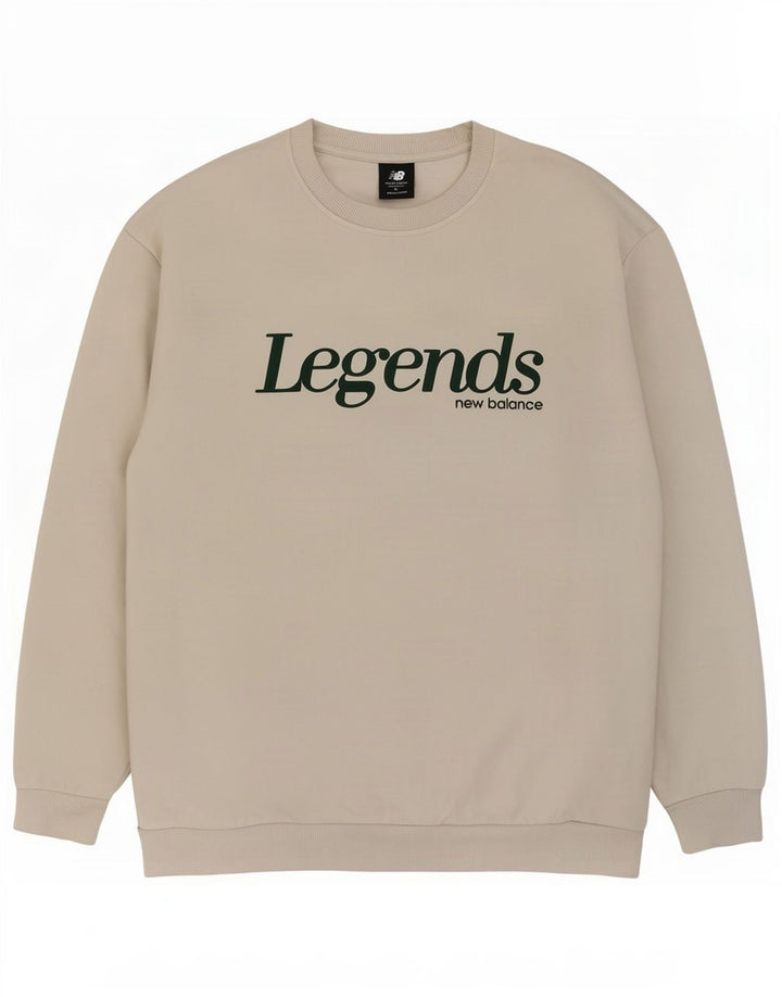 Felpa grafica da uomo New Balance, maglione grande, cotone bianco