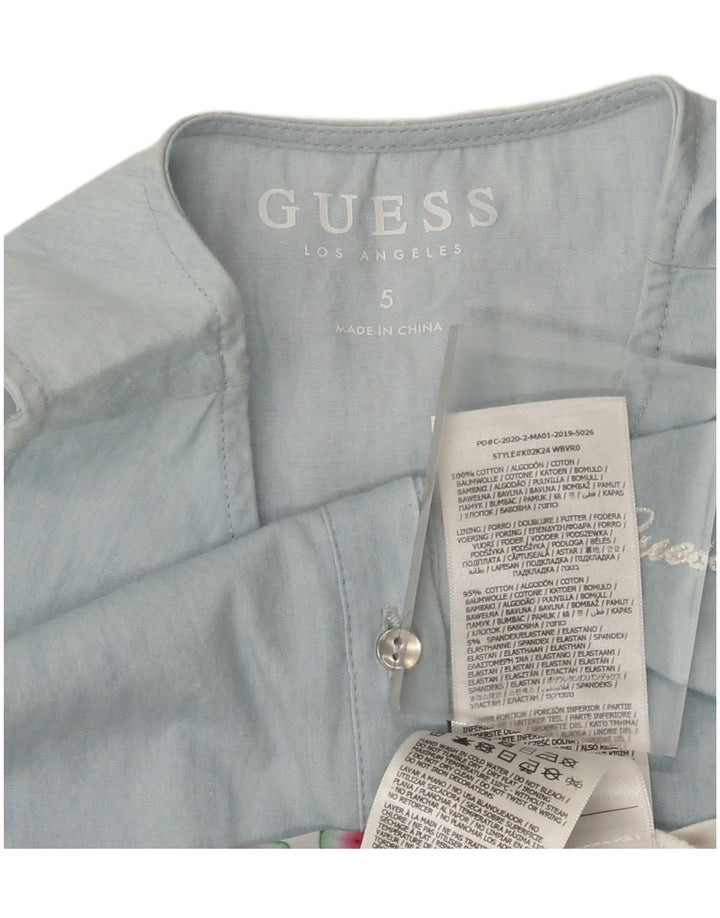 Abito Guess Bambina Asimmetrico Senza Maniche Fantasia Astratta 4-5 Anni Blu