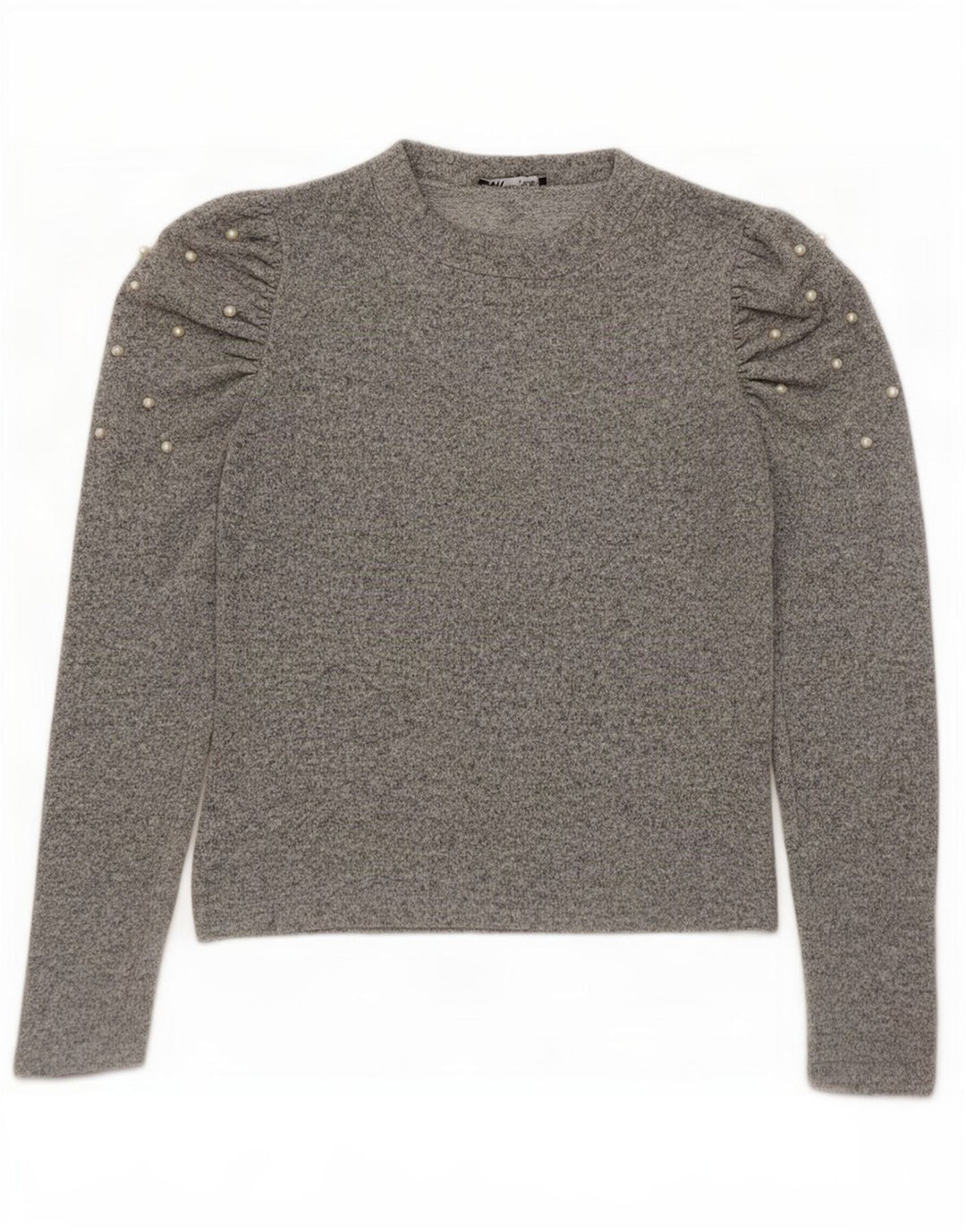 Camicetta a maniche lunghe da donna Zara UK 12 Viscosa screziata grigio medio