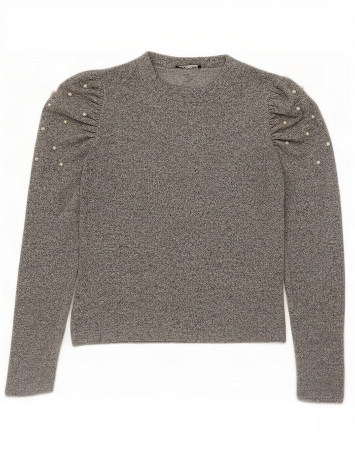 Camicetta a maniche lunghe da donna Zara UK 12 Viscosa screziata grigio medio