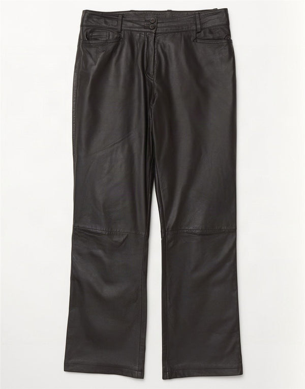 Pantaloni dritti in pelle da donna K.K.Berlin EU 40 Medium W32 L29 Nero
